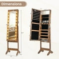thumbnail image 4 of Giantex Mirror Jewelry Cabinet, Standing Jewelry Armoire Organizer w/ Full-Length Mirror & 20 Warm Lights, Brown, 4 of 9