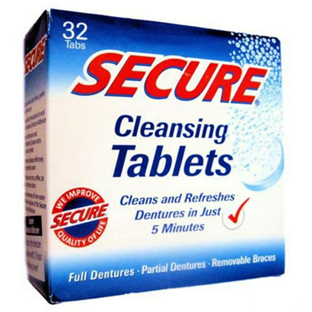 SECURE Denture Adhesive Denture Cleanser 32 Tablets