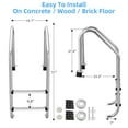 thumbnail image 3 of Pool Ladder, 304 Stainless Steel Swimming Pool Ladder, Heavy Duty Pool Escalator, 2/3/4/5 Step Pool Pedal Ladder, for Above Ground Pools Stair Entry System, with Handrails, 3 of 7
