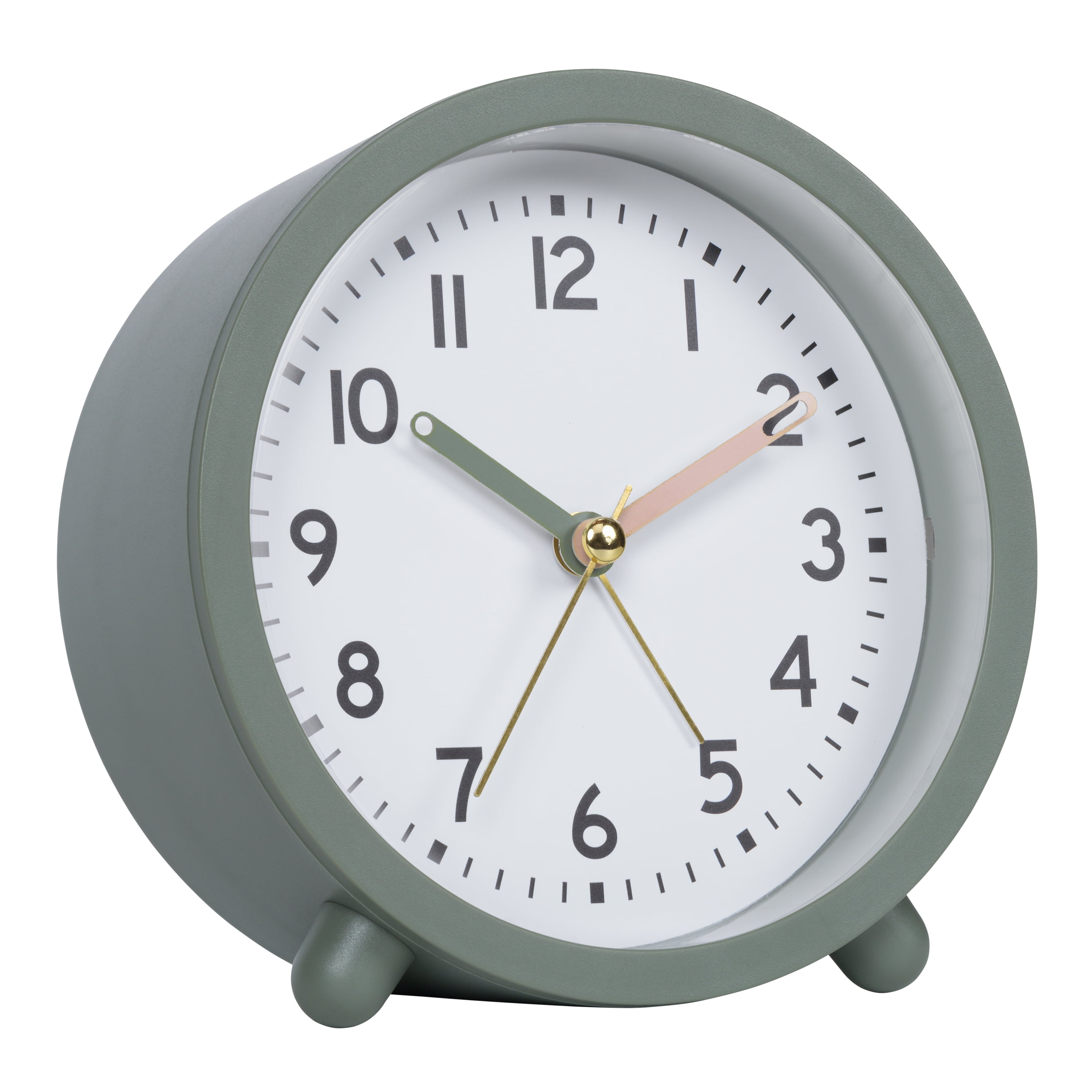 Mainstays Green Mini Analog Alarm Clock, Compact Quartz Timepiece