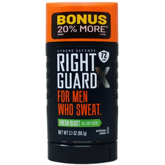 Right Guard Xtreme Defense Antiperspirant & Deodorant for Men Who Sweat, Fresh Blast Scent, 3.1 oz