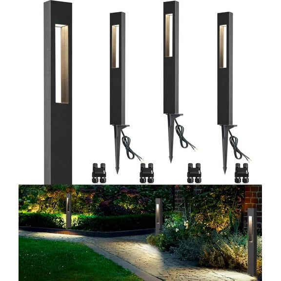 SUNVIE 3W Low Voltage Pathway Lights 3000K LED Landscape Lighting 12V Waterproof for Yard, 4 Pack