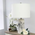 Elegant Designs Modern Marble Table Lamp with Fabric Shade