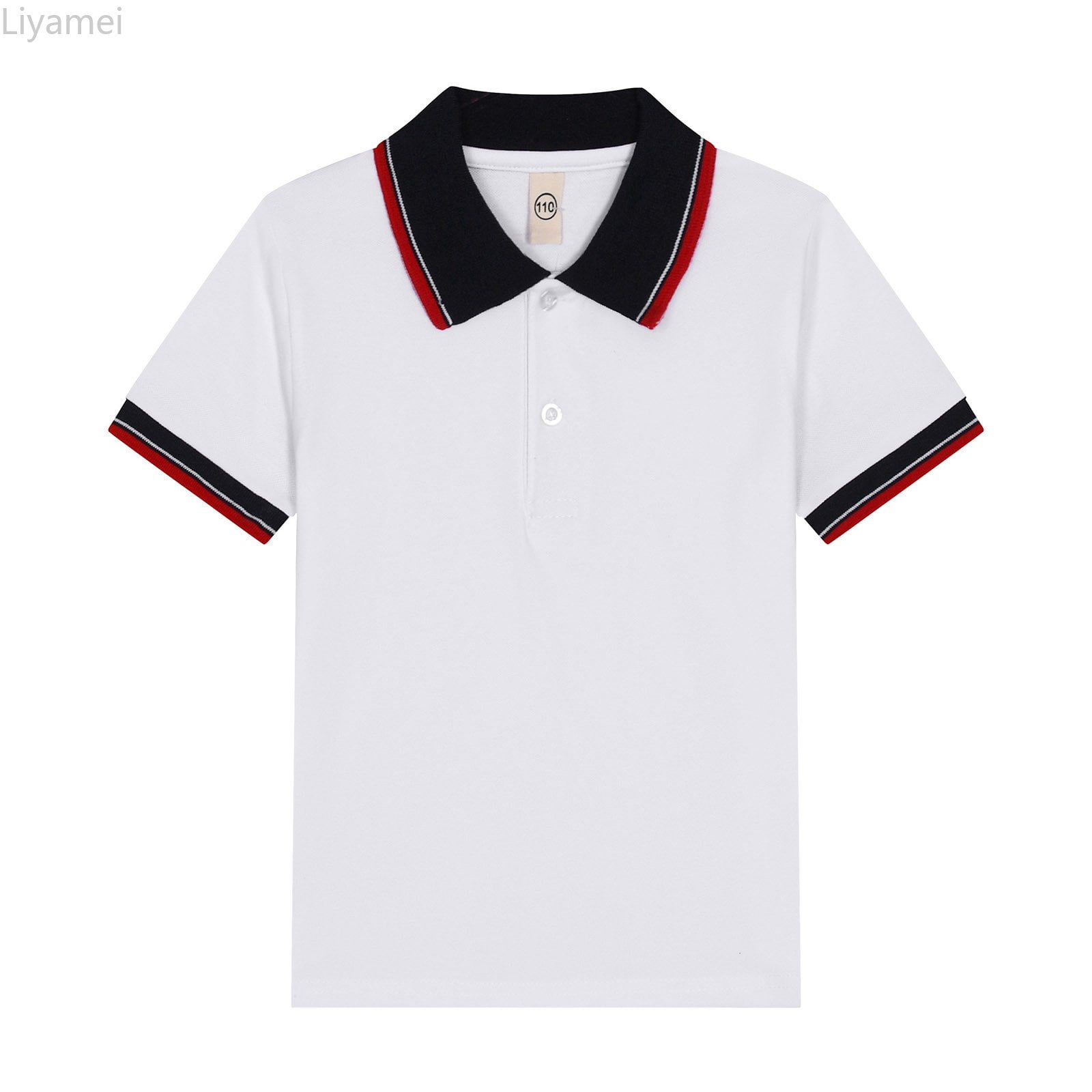 Liyamei Boys Tops Kids Short Sleeve Shirt Lapel Collar Button Closure Casual Soft Fabric Tee White Size 7-8 Years