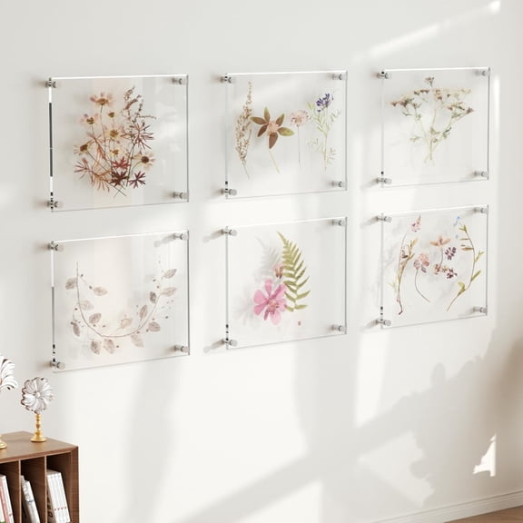 8.5x11 Acrylic Picture Frames 4 Pack, Clear Picture Frames for Wall, Modern Frameless picture Frames Lucite Transparent Square Cubes Floating Hanging Photo Frame Gift for Home Office Display