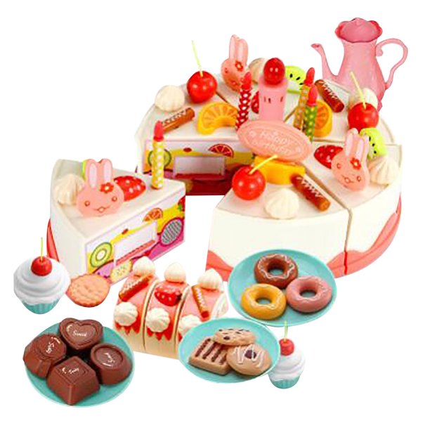 MMolecule 82 Piece Pretend Role Play Kitchen Toy Happy Birthday Cake