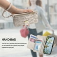 thumbnail image 5 of Wrist Strap Zipper Flip Leather Wallet Card Slot Phone Case for IPhone 16E 17 16 15 Pro Max Bracket Protective Cover, 5 of 9