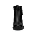 thumbnail image 2 of BLISSFUL STEP Women's Ankle Boots Faux Leather Low Chunky Heel Side Zipper Black 7, 2 of 8
