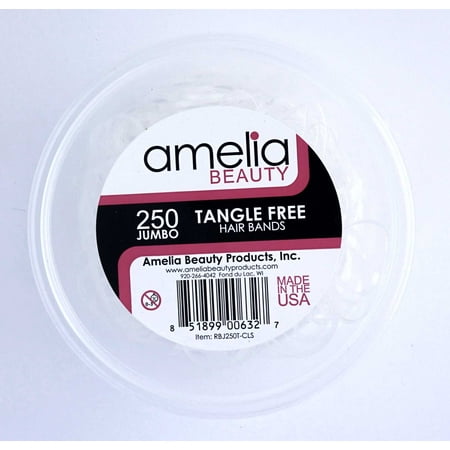 - 250, Clear, Tangle Free, Jumbo Size, Bands for Pony Tails and Braids