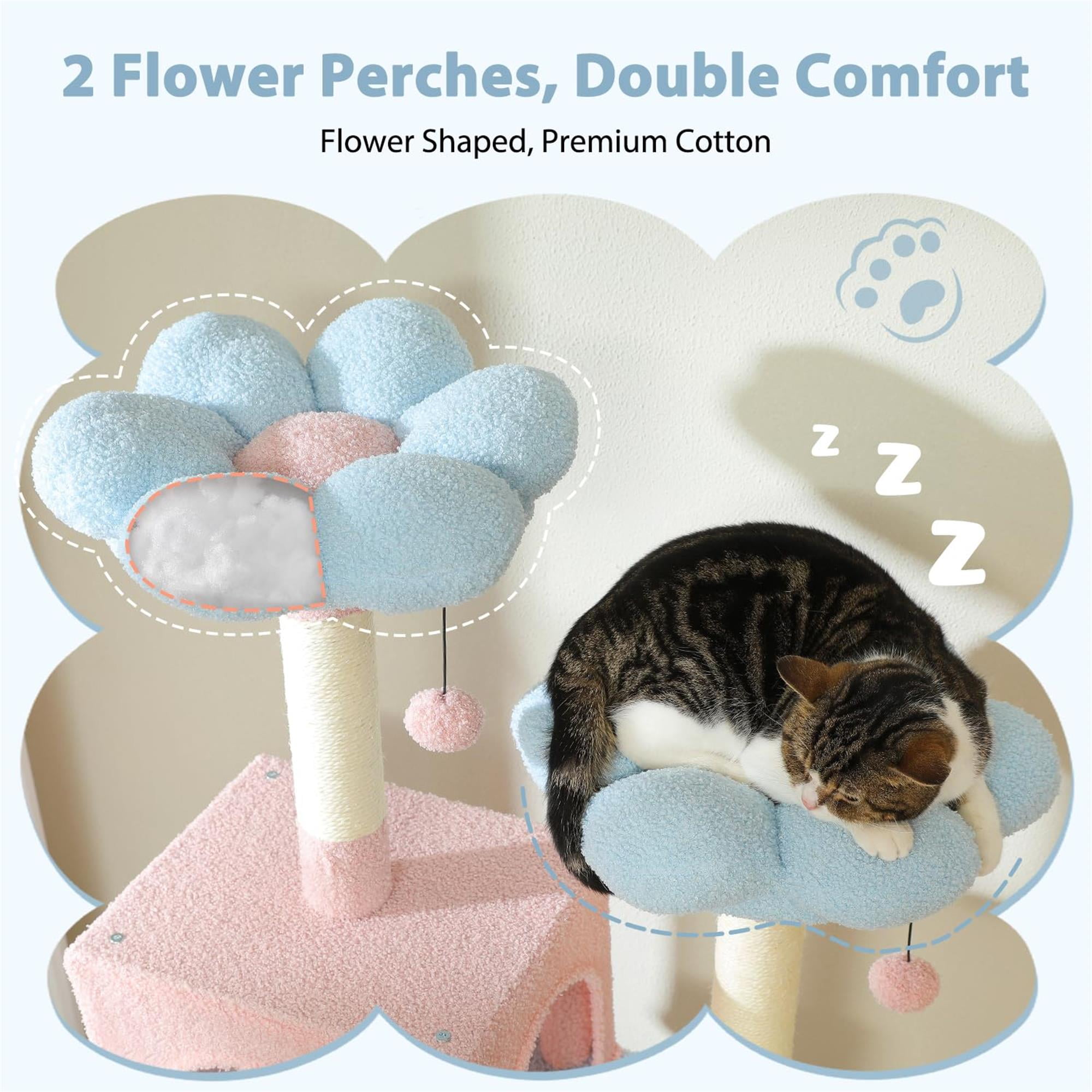 Pefilos 72" Cat Tree Tower for Large Cats, Indoor Cat Condo with Sisal-Covered Scratching Posts and Pads, 2 Padded Perch, Blue Pefilos 72" Cat Tree Tower for Large Cats, Indoor Cat Condo with Sisal-Covered Scratching Posts and Pads, 2 Padded Perch, Blue