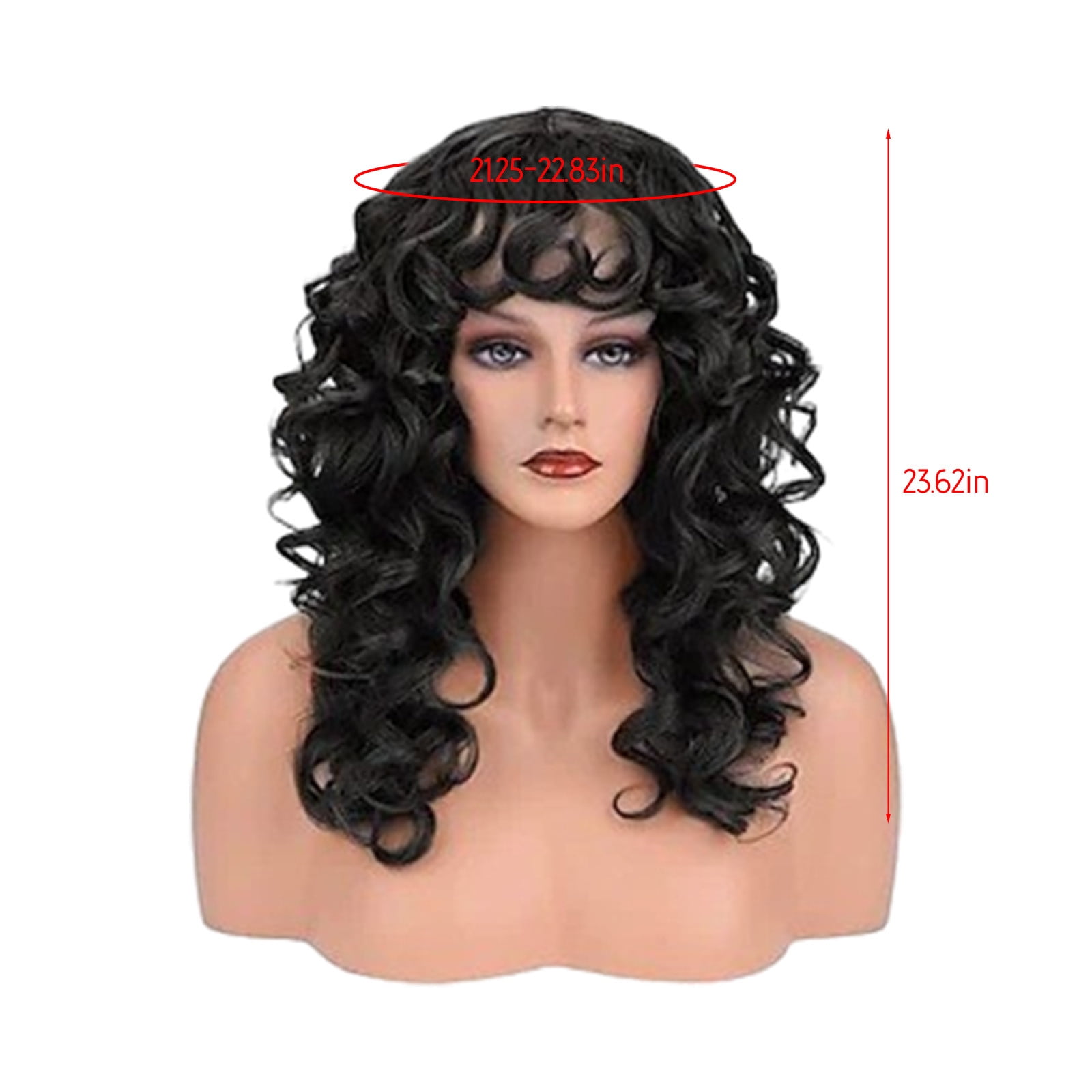 YSGFHGJW Wigs for Black Women,Long Curly Wig With Bangs Hair Wig For Women Synthetic Natural Wig Various Colors Available Daily Wear Party And Cosplay Soft Wig,Black