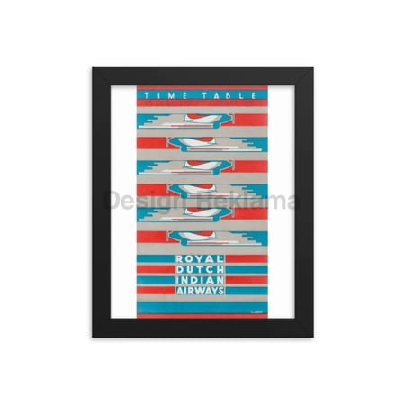 Royal Dutch Indian Airways, Timetable 1931, Framed Vintage Travel Poster