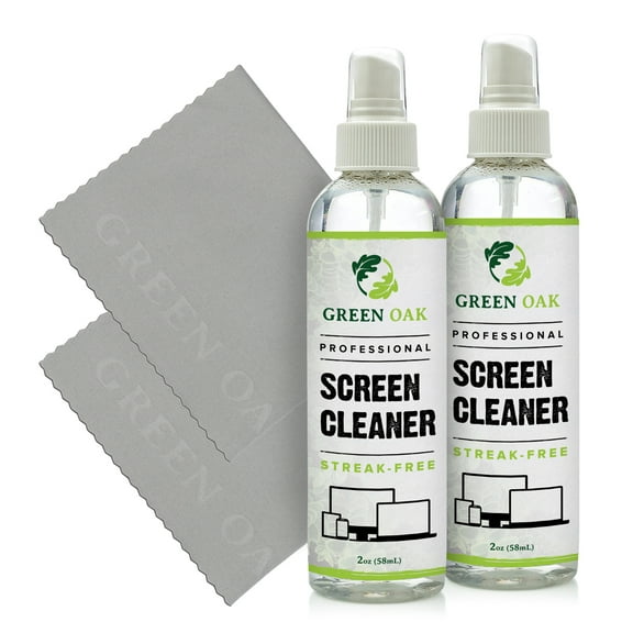 Screen Cleaner – Green Oak Screen Cleaner Spray for LCD, LED, TVs, Laptops, Tablets, Monitors, Phones, and Other Electronic Screens - Gently Cleans Fingerprints, Dust, Oil (2oz Travel)