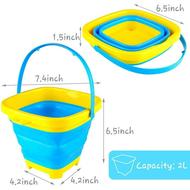 JOYIN 4 Collapsible Basket Buckets, 2L Square Foldable Pail Portable Bucket  for Summer Beach, Camping Gear Water, Space Saving Outdoor Waterpot,  Portable Fishing Water Pail, Easter Egg Hunting