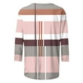 thumbnail image 4 of Royisotas Pink Womens Plus Tops Summer Casual 3/4 Sleeve Striped Womens T Shirts Crew Neck Loose Shirts Plus Size, 4 of 5
