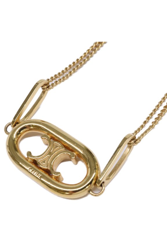 Pre-Owned CELINE Triomphe Top Chain Necklace Gold Women's