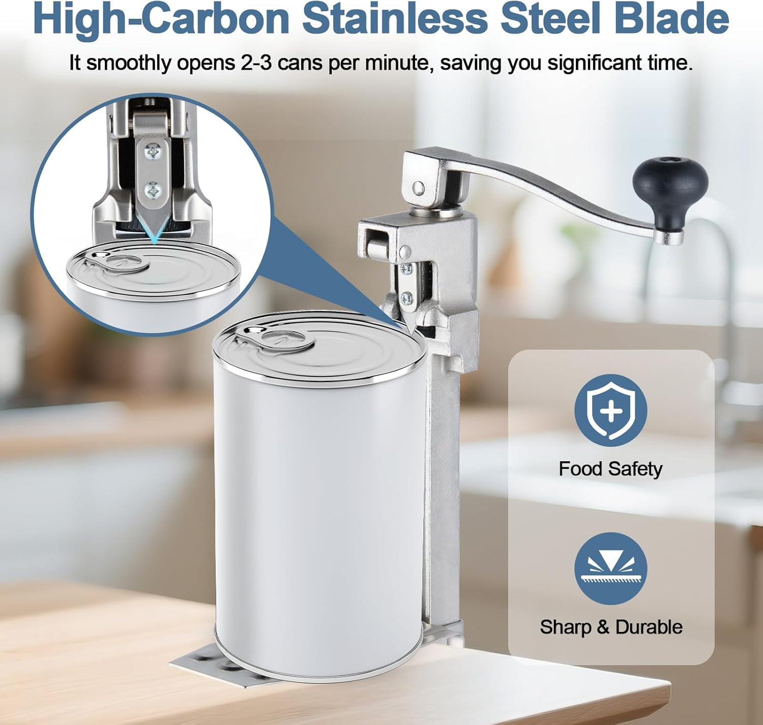 Commercial Can Opener Heavy Duty for Large Cans Industrial Can Openers for Big Cans Manual Stainless Steel Table Can Openers Restaurant Can Opener Up To 11" Tall For Bars Hotel Kitchen