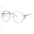 thumbnail image 2 of Retro Cropped Exposed Lens Round Metal Rim Womens Eye Glasses Gold, 2 of 4
