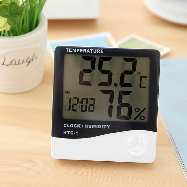 Gwong hogar 2 PCS Termómetro digital Pantalla grande Fácil de usar Monitor de humedad de temperatura plástica Decoración del hogar Gwong 21082132