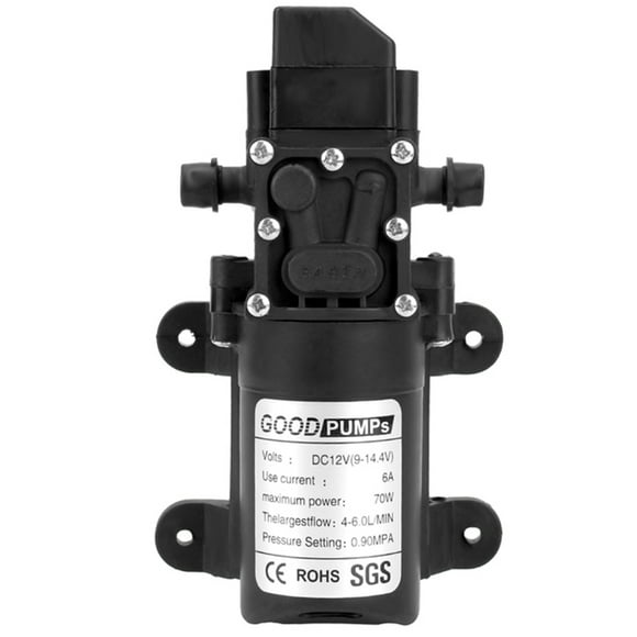 70W Water Pump with Straight Pipe Outlet 12V High Pressure 6L/min 130PSI for Boat Trailer