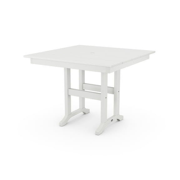 POLYWOOD 37" Rectangular Farmhouse Plastic Dinner Table, White