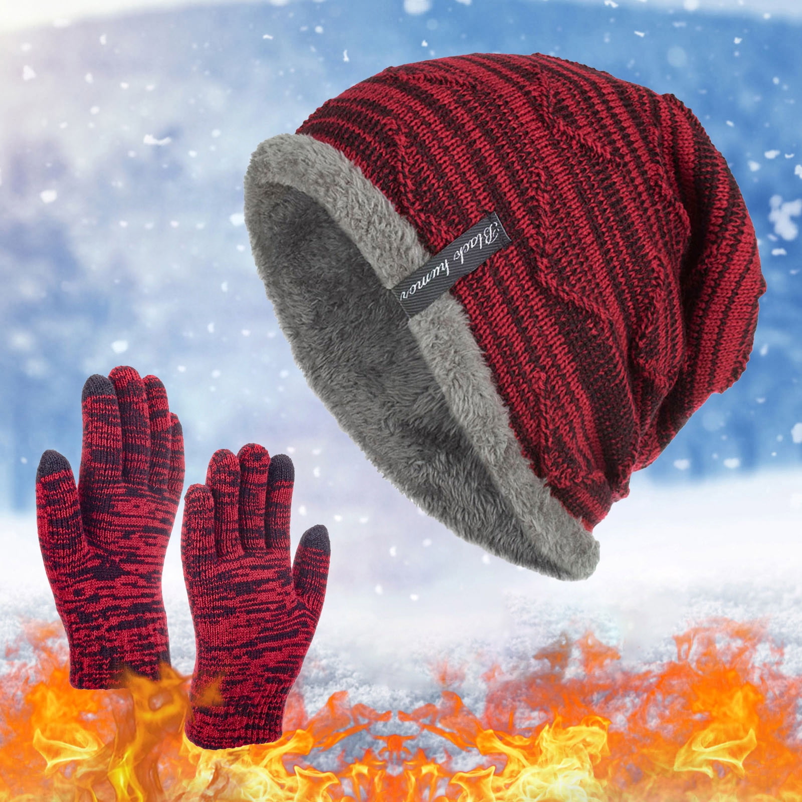Hat Scarf Gloves Set for Women & Men 3 in 1 Winter Beanie Hat Neck Warm