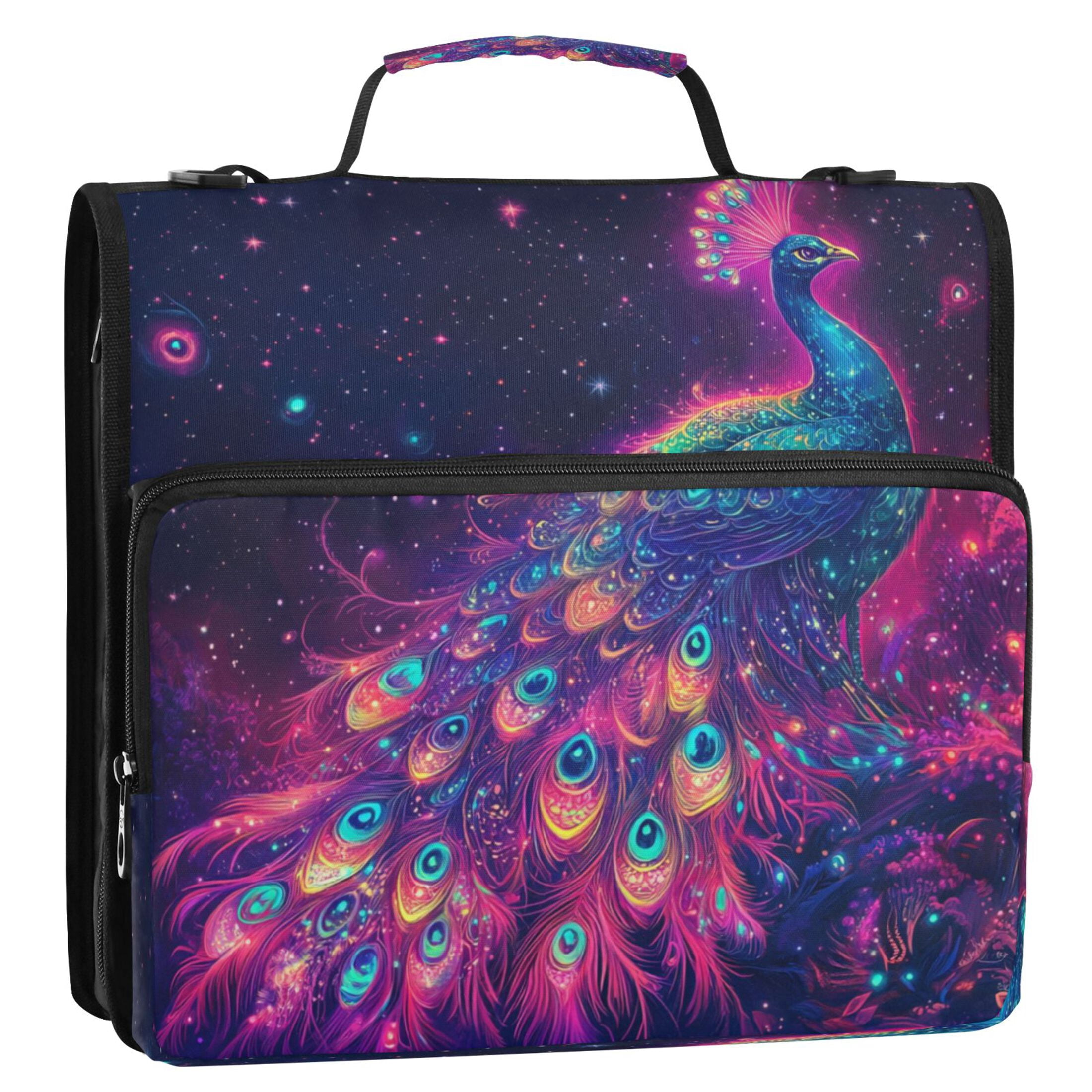 YAZAOO Zipper Binder trapper keeper Documents Organized Design Galactic Plumage Printed