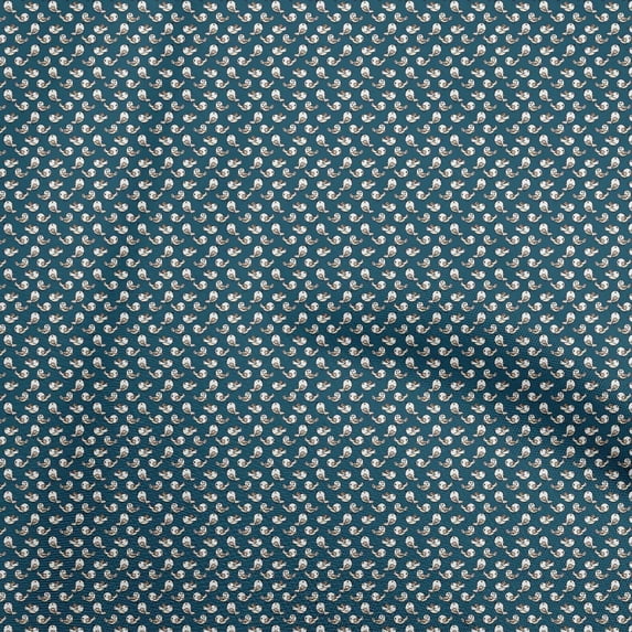 oneOone Cotton Poplin Blue Fabric Bird Sewing Material Print Fabric By The Yard 42 Inch Wide