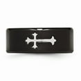 thumbnail image 4 of Stainless Steel Matte Brushed Finish Black IP-plated with Cross 9mm Men's Wedding Band Ring Size 8, 4 of 8