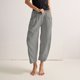 thumbnail image 2 of Pantalones anchos de lino para mujer con cintura elástica - Pantalones holgados y casuales con bolsillos para el verano y la playa, 2 of 6