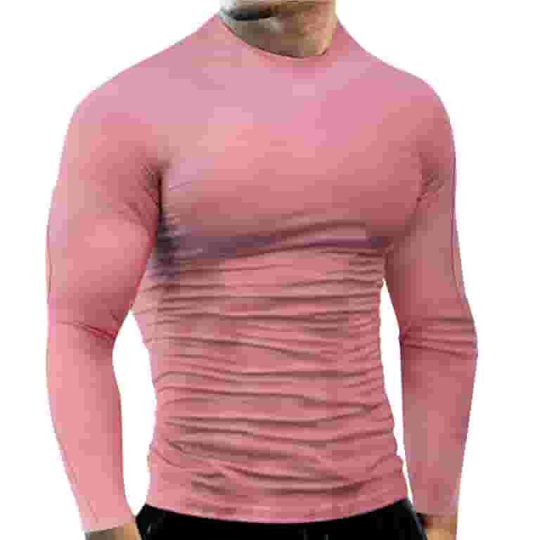 全国総量無料で Pink Compression Shirts For Men Male Spring And Summer Clothing