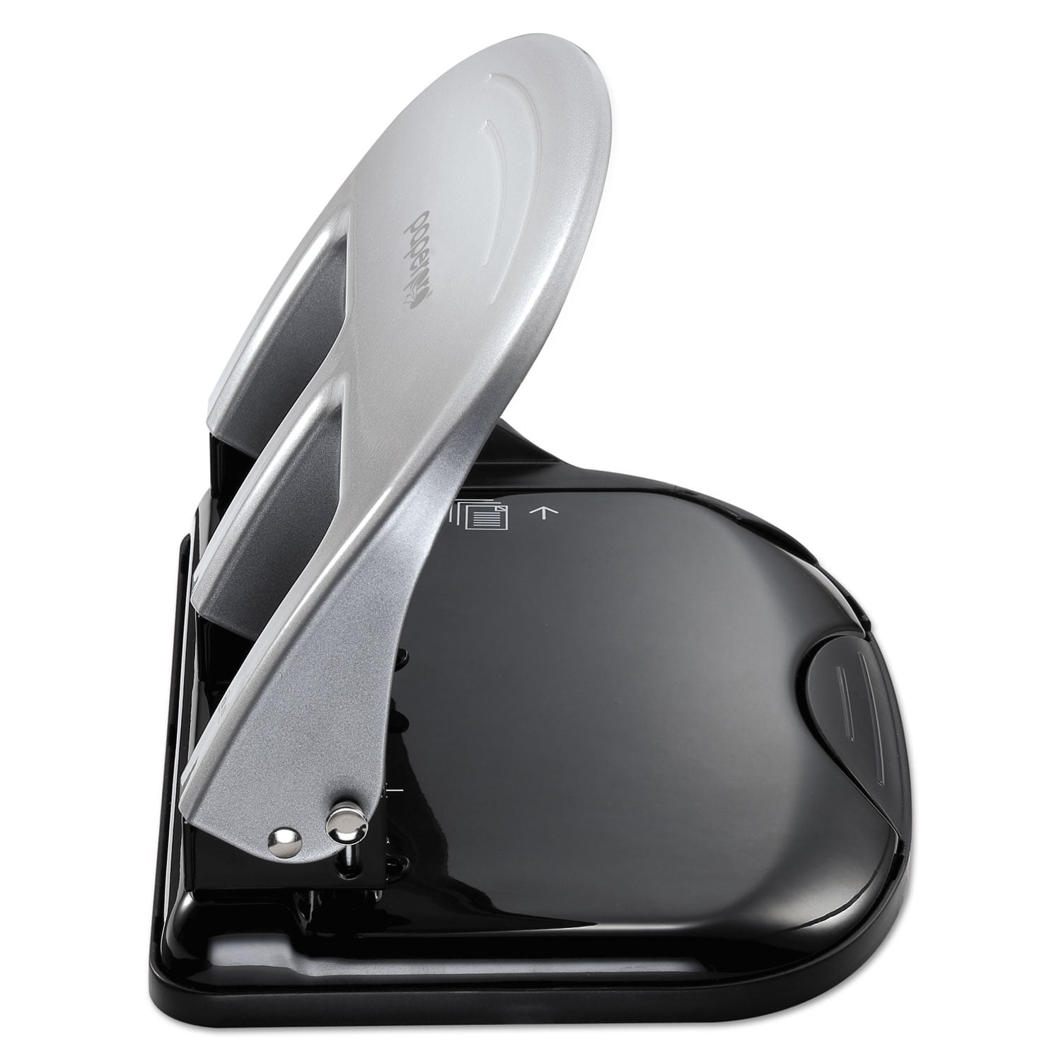 Stanley Bostitch Ez Squeeze Two-Hole Metal Punch, 20-Sheet Capacity, Black/Silver