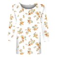 thumbnail image 4 of BDPORKAS Summer Tops for Women 2025 Trendy 3/4 Sleeve Dress Shirts Floral Print Graphic Tees Dressy Casual Crew Neck Blouse Half Sleeve Comfy Loose Fit Pullover Sweatshirt, 4 of 4