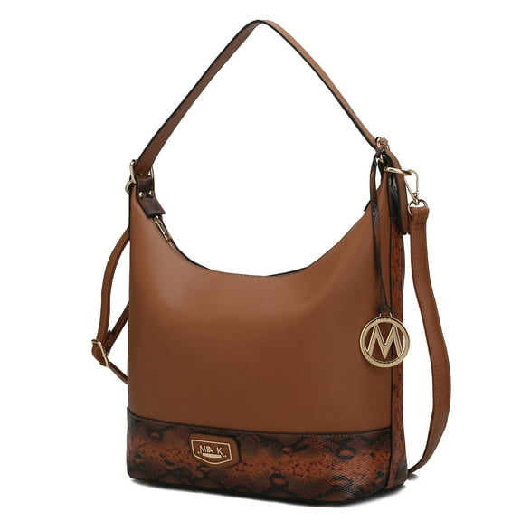 MKF Collection Diana Vegan Leather Women's Shoulder Bag, Elegant Purse Hobo Handbag by Mia K - Cognac