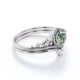 thumbnail image 3 of JeenMata Anillo de Bodas con Corona de Filigrana de 0,60 Uds de Ágata Musgosa Dendrítica Natural de Talla Redonda y Moissanita Engastado en Oro Blanco de 18 K sobre Plata, 3 of 6