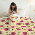 thumbnail image 3 of Football Flower Pink Pattern Soft Sherpa Fleece Throw Blanket, Warm Cozy Plush Blanket for Sofa Bed Couch, All Season, 60"x80", 3 of 5