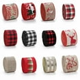 thumbnail image 5 of 2 Rolls Christmas Burlap Ribbon, Plaid Wrapping Ribbon Xmas Decorative Ribbon for Christmas Big Bow, Wreath, Xmas Tree Decoration, Type 2, 5 of 11