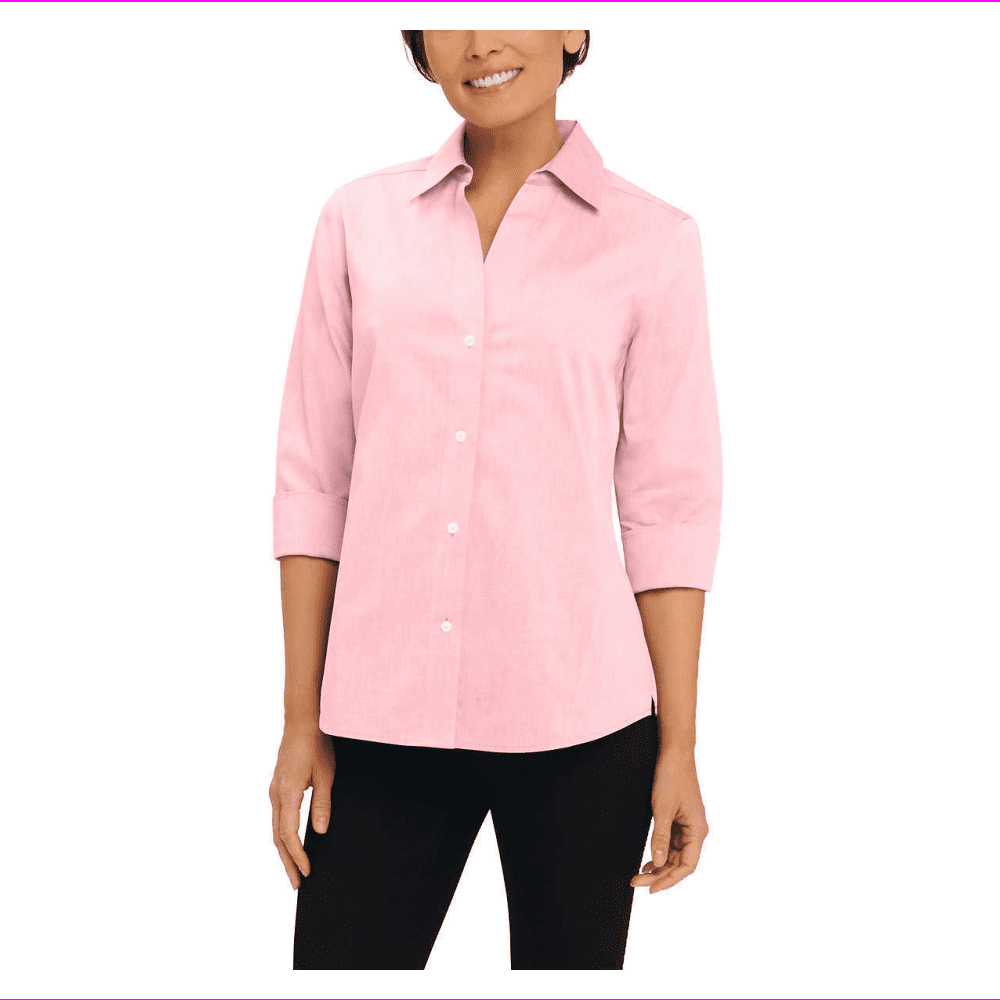 Foxcroft Nyc Women point collar 3/4 sleeves Wrinkle free easy Care