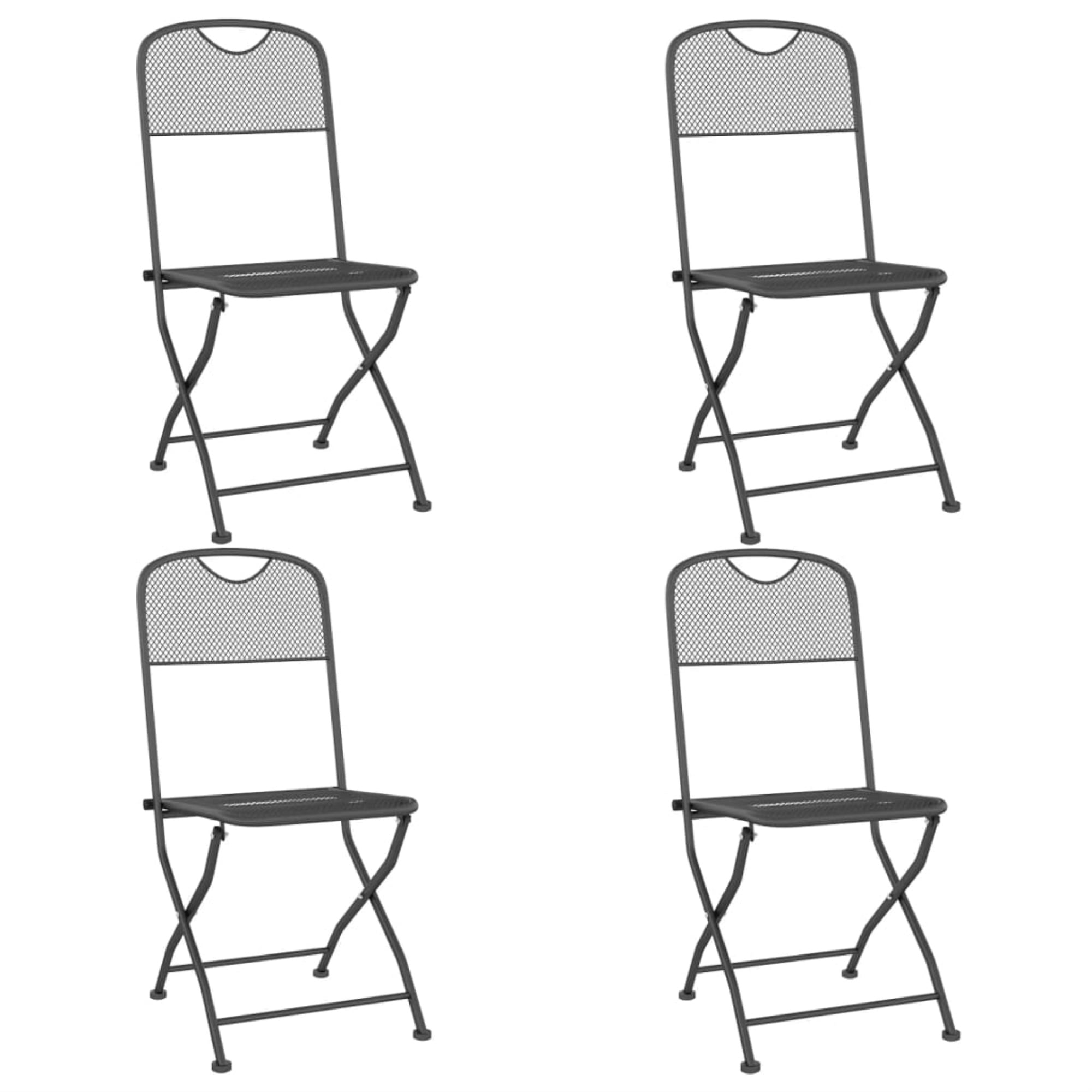 Casafoyer Folding Patio Chairs 4 pcs Expanded Metal Mesh Anthracite