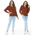 thumbnail image 2 of Zehisen Women's Half Zip Sweaters Casual Long Sleeve V-Neck Collar Ribbed Knitted Slouchy Pullover Tops Red L, 2 of 7