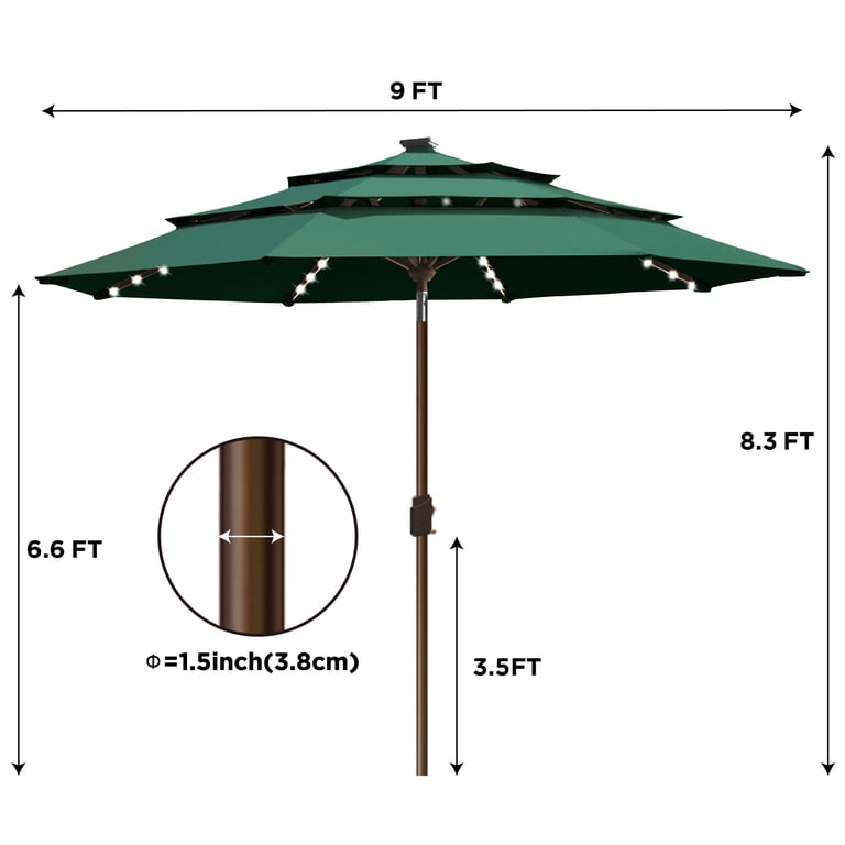 80 inch patio umbrella Treasure Garden 13-ft Outdoor with Lux Lighting, Octago Enhance your outdoor experience with the PURPLE LEAF Patio Umbrella Elite Sunbrella Solar Powered 9ft
