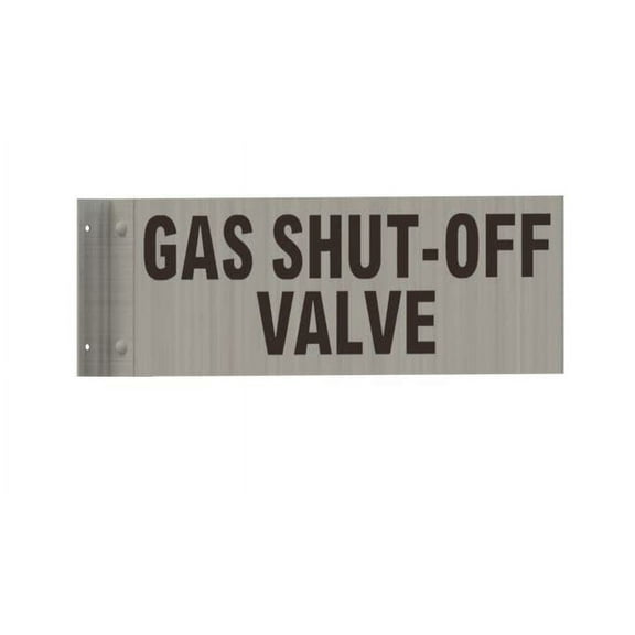 Gas Shut-Off Valve Sign-Two-Sided/Double Sided Projecting, Corridor and Hallway Sign (Aluminum, Silver, 4x12 Inch)-The Hallway Line(ref062022)