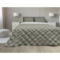 thumbnail image 1 of Brown Plaid Comforter & Sham Bedding Set, Bicolored Tartan Illustration Diagonal Repeats Squares, 3 pcs Duvet Set Microfiber Filling Quilt, 5 Sizes, Pale Slate Blue Dark Tan, by Ambesonne, 1 of 4