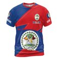 thumbnail image 2 of Custom Name Belize Flag Coat Of Arms Patriotic Blue Red T-shirt S-5XL, 2 of 4