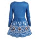 thumbnail image 2 of Talla grande con cordón de cuello cuadrado impresión floral camiseta Rosegal  Mangas largas de talla grande, 2 of 5