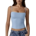thumbnail image 2 of Delayuji Womens Camasole Tops Skinny Solid Color Adjustable Strap Halter Camisole Top Loungewear Crop Top Tank Top Basic Layer, 2 of 4