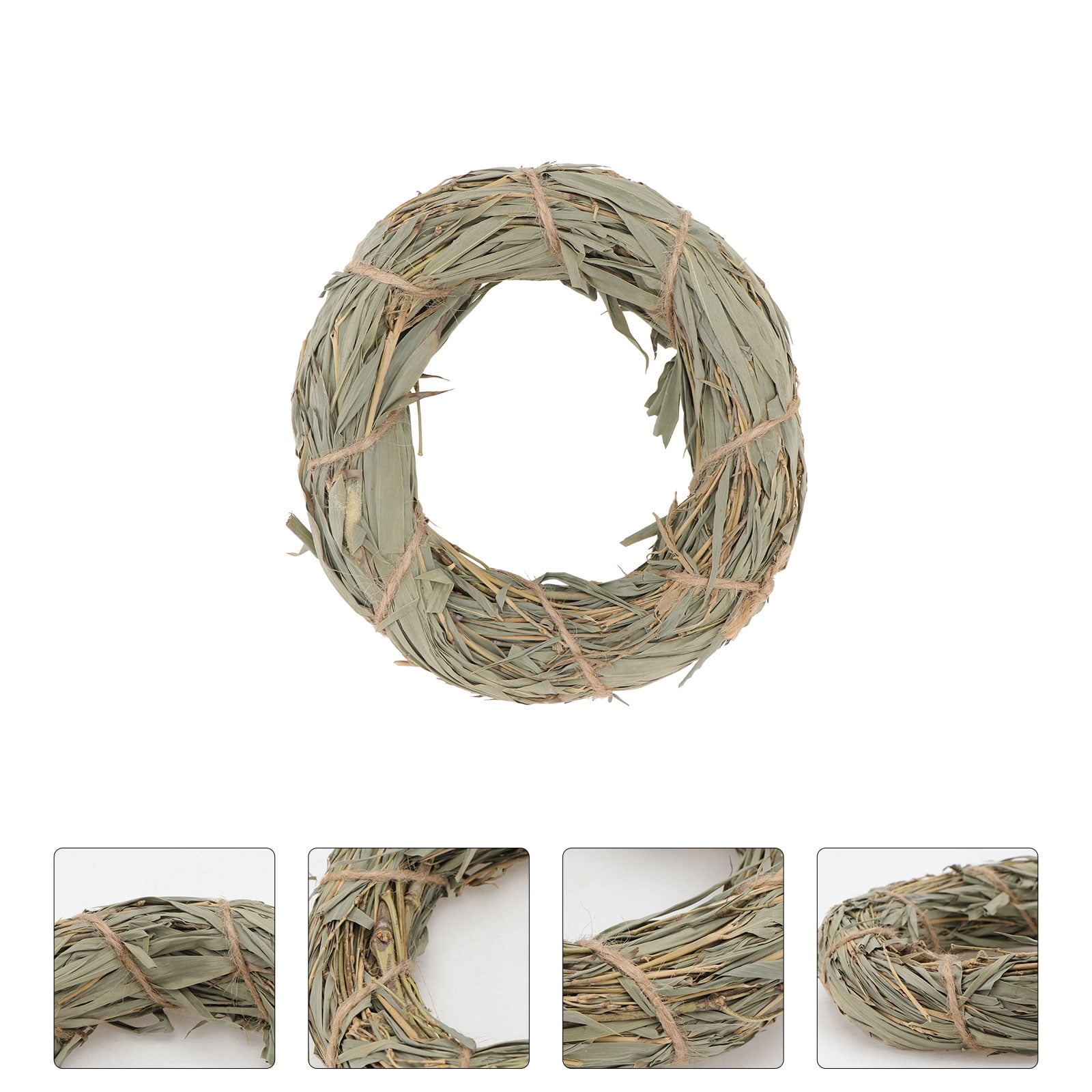 CTIRCHIU Small Animal Chews Toy Grinding Grass Rings Natural Bamboo Leaf Grass 4Pack