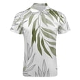 thumbnail image 4 of Sage Green Botanical Men Zipper T-shirt Summer Casual Short Sleeve T-shirt Top, 4 of 7