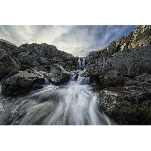 Posterazzi DPI12296399LARGE Stream Flows Over A Waterfall & Through The Rocks Along The Eastern Coast of Iceland - Iceland Poster Print by Robert Postma, 38 x 24 - Large