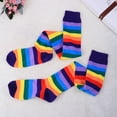 thumbnail image 3 of Rainbow Strips Leg Stockings Colorful Thigh High Socks for Women Girls, 3 of 5